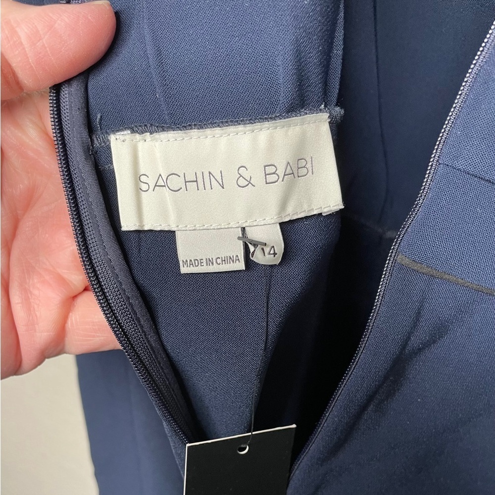 NWT Sachin and Babi Merle Navy Dress Women’s Size 14 Sleeveless Bow - Picture 9 of 14